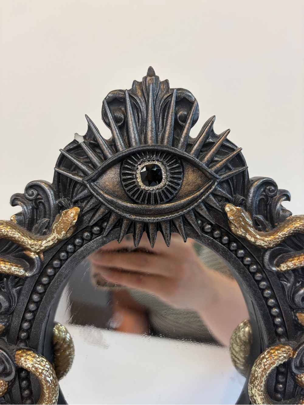 Halloween Gothic CHRISTIAN SIRIANO Tabletop Framed Mirror Gold Snakes reputation - Picture 4 of 11